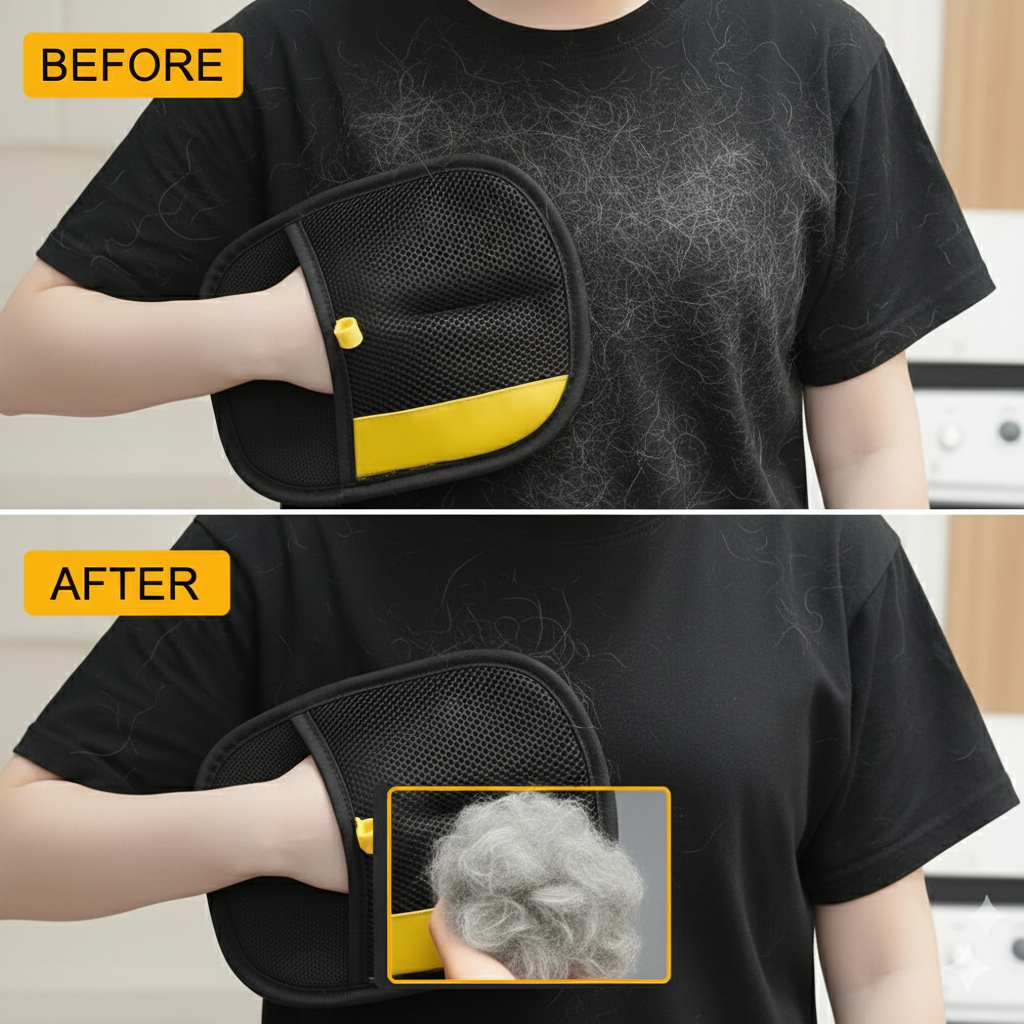 PET HAIR REMOVER GLOVES - REMOVE FUR IN SECOND