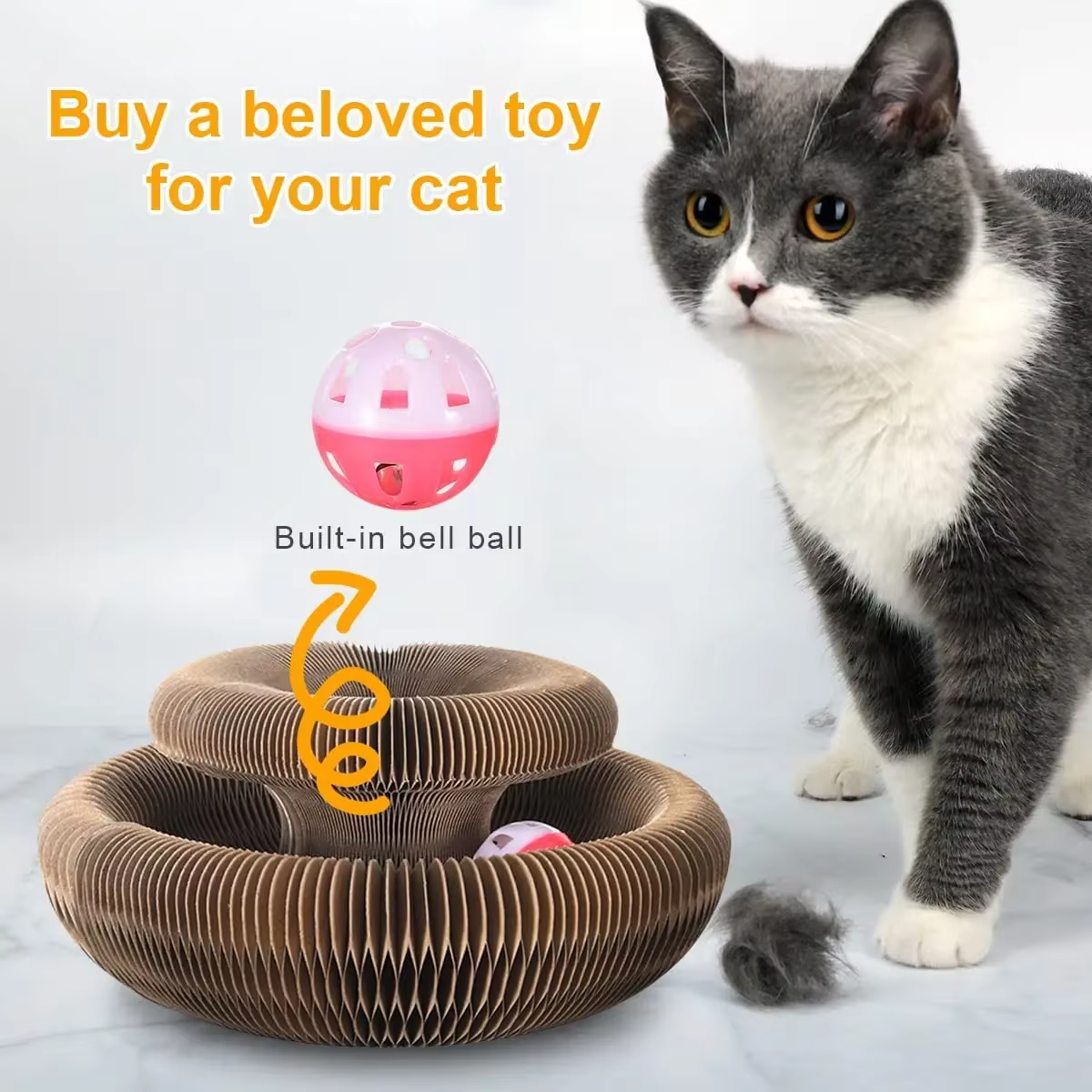 Magic Organ Cat Toy round Corrugated Scratching Post Board for Cats Grinding Claw Toys