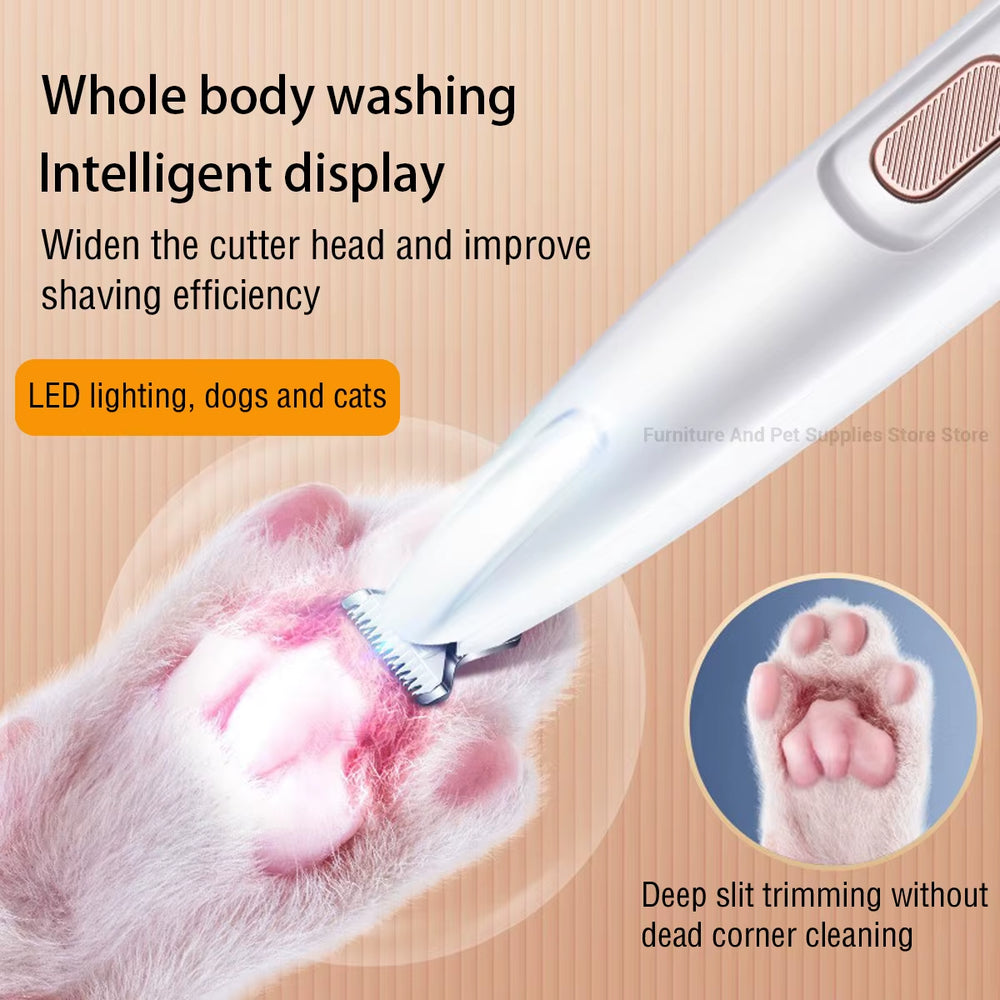 New Dog Beauty Trimmer Fully Waterproof Dog Trimmer with LED Light Dog Claw Trimmer Cat Claw Hair Trimmer Pet Claw Trimmer