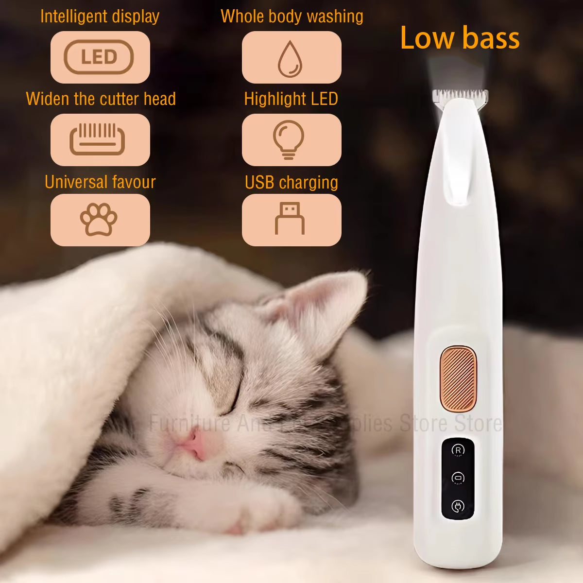 New Dog Beauty Trimmer Fully Waterproof Dog Trimmer with LED Light Dog Claw Trimmer Cat Claw Hair Trimmer Pet Claw Trimmer