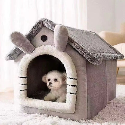 All Season Dog House Style Bed - Removable Washable Pet Bed for Small Dogs Teddy Winter Warm Cat Dog House
